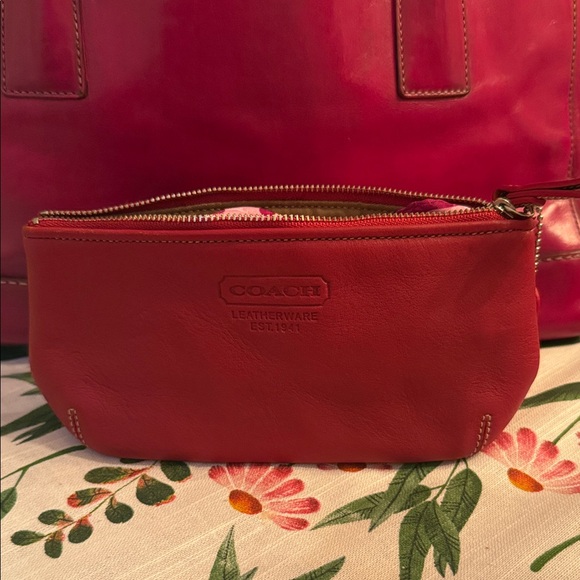 Coach Cherry Leather Cosmetic Pouch - Picture 1 of 6
